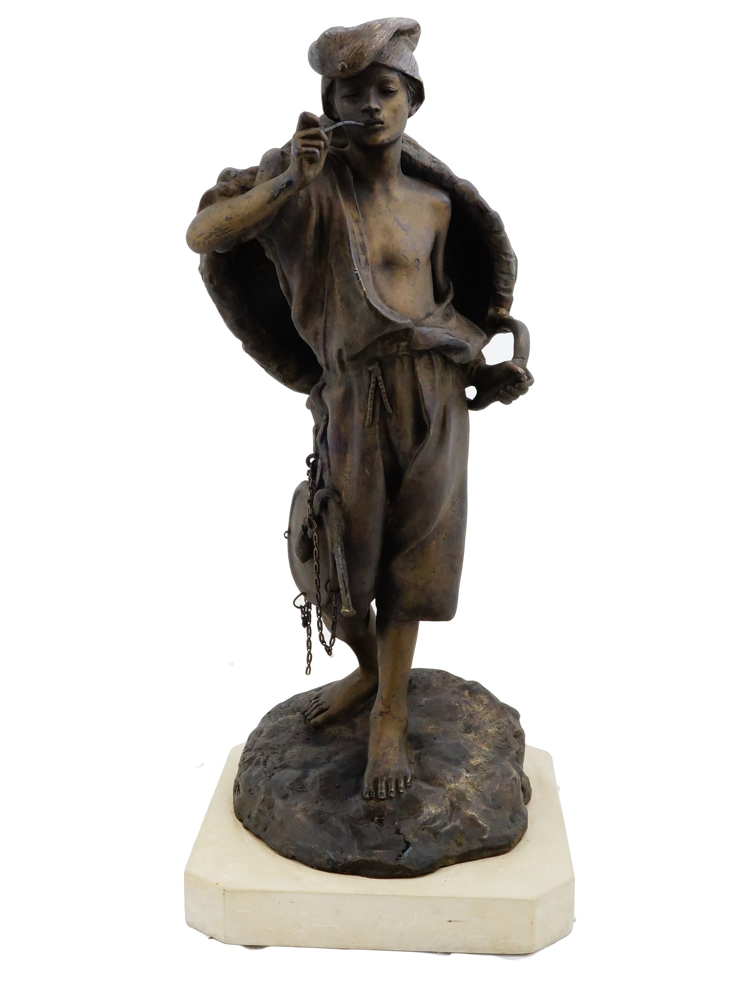 ACHILLE D'ORSI ITALIAN BRONZE SCULPTURE FISHERMAN (1 of 8)