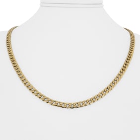 10k Yellow Gold Hollow Curb Link Chain Necklace 20"