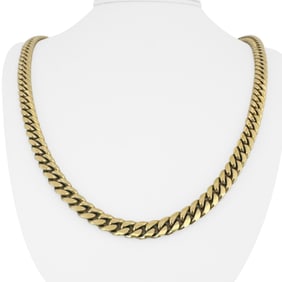 10k Yellow Gold Solid Heavy Cuban Link Chain Necklace 24"