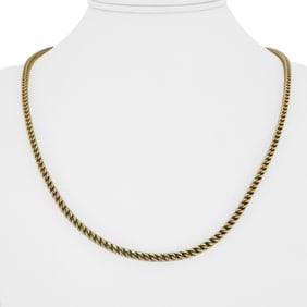10k Yellow Gold Hollow Franco Link Chain Necklace 21"