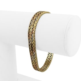 14k Tri Tone Gold Solid Vintage Fancy Link Bracelet Italy 7"