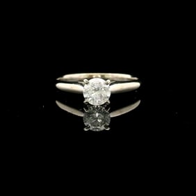 14k White Gold and 0.85ct Natural Diamond Solitaire Ring Size 9