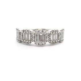 14k White Gold and 1cttw Diamond Vintage Band Ring Size 6