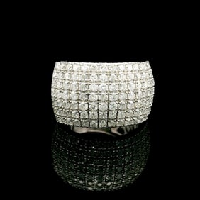 14k White Gold and 2.25cttw Diamond Wide Band Ring Size 7