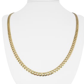 14k Yellow Gold Solid Flat Curb Link Chain Necklace Italy 23.5"