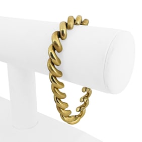 14k Yellow Gold Polished and Brushed San Marco Link Bracelet Italy 7.25"