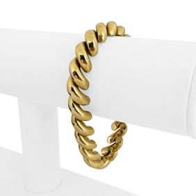 14k Yellow Gold Ladies Polished San Marco Link Bracelet Italy 7.5"