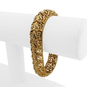 14k Yellow Gold Solid Heavy Vintage Diamond Cut Fancy Link Bracelet 7"