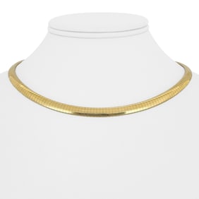 14k Yellow Gold Solid Heavy Omega Link Necklace Italy 16"