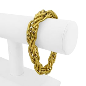14k Yellow Gold Thick Round Wheat Link Bracelet Italy 8.25"