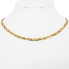 14k Yellow Gold Ladies Byzantine Link Chain Necklace Italy 16"