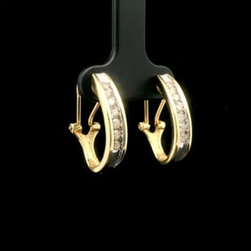 14k Yellow Gold and 0.50cttw Diamond Huggie Earrings