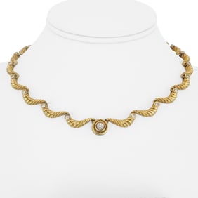 14k Yellow Gold and 1.5cttw Diamond Vintage Fancy Link Necklace 15"
