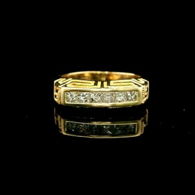 14k Yellow Gold and 1cttw Diamond Solid Men's Greek Key Ring Size 10.5
