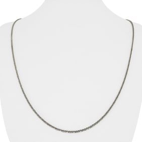 18k White Gold Solid Thin Squared Wheat Link Chain Necklace Italy 23"