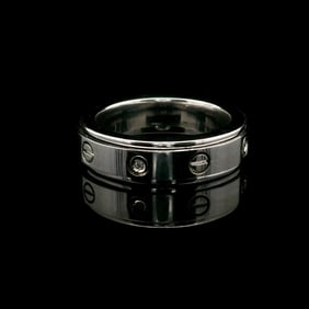 18k White Gold and Diamond Screw Motif Spinner Band Ring Size 5