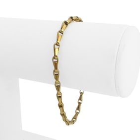 18k Yellow Gold Solid Vintage Fancy Link Bracelet Italy 7"