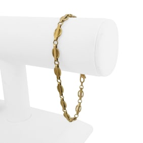18k Yellow Gold Solid Vintage Fancy Link Bracelet Italy 8.25"