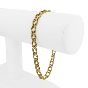 18k Yellow Gold Solid Double Curb Link Bracelet Italy 8"