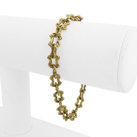 18k Yellow Gold Solid Vintage Fancy Link Bracelet 7"