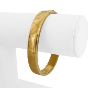 18k Yellow Gold Vintage Hinged Bangle Bracelet Italy 7.25"