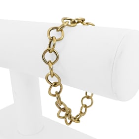 18k Yellow Gold Hollow Light Cable Link Bracelet Italy 7"