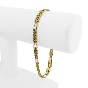 18k Yellow Gold Hollow Light Figarucci Link Bracelet 8.25"