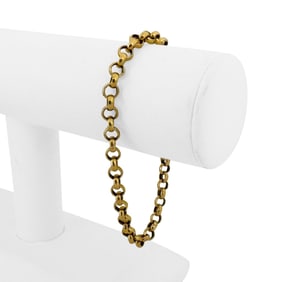 18k Yellow Gold Vintage Rolo Link Bracelet Italy 8"