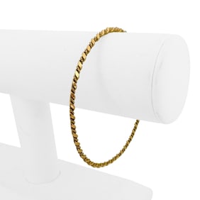 18k Yellow Gold Solid Vintage Fancy Bangle Bracelet 8.5"