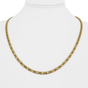 18k Yellow Gold Hollow Vintage Figarucci Link Chain Necklace Italy 20"