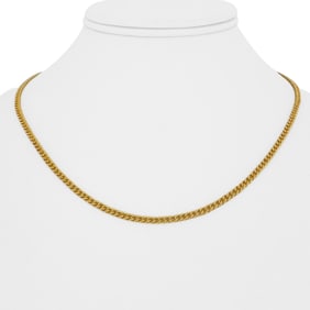 24k Pure Yellow Gold Solid Curb Link Chain Necklace 18"