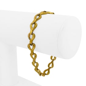 24k Pure Yellow Gold Solid Fancy Heart Link Bracelet 7"