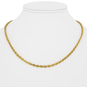 24k Pure Yellow Gold Solid Cable Link Chain Necklace 17.5"