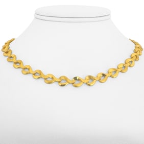 24k Pure Yellow Gold Solid Fancy Heart Link Necklace 16"