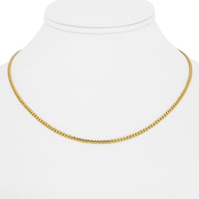 24k Pure Yellow Gold Solid Thin Curb Link Chain Necklace 16.5"