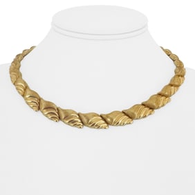 Chiampesan 14k Yellow Gold Vintage Graduated Fancy Link Necklace Italy 16"