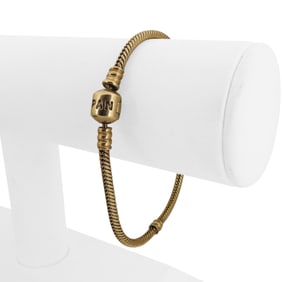 Pandora 14k Yellow Gold Snake Bracelet with Barrel Clasp 7.5"