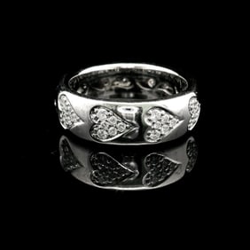 14k White Gold and 1cttw Diamond Heart Band Ring Size 6.25