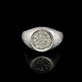 14k White Gold and Diamond Men's Vintage Ring Size 10