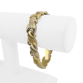 14k Yellow and White Gold Ladies Fancy Link Bracelet 7.25"