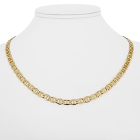 14k Yellow Gold Solid Flat Gucci Link Chain Necklace Italy 18"
