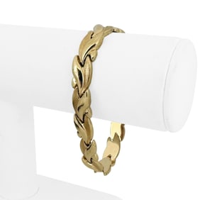 14k Yellow Gold Ladies Hollow Fancy Wave Link Bracelet 7.25"
