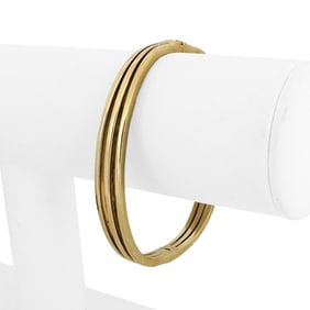 14k Yellow Gold Ladies Polished Three Row Bangle Bracelet Italy 6.75"