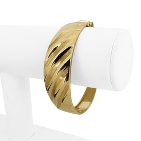 14k Yellow Gold Vintage Graduated Fancy Bangle Bracelet Italy 7"