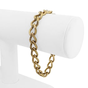 14k Yellow Gold Solid Vintage Ladies Curb Link Bracelet 7"