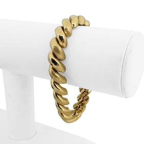 14k Yellow Gold Polished and Brushed Links San Marco Bracelet Italy 7.25"