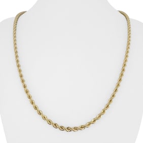 14k Yellow Gold Solid Heavy Rope Chain Necklace 22"