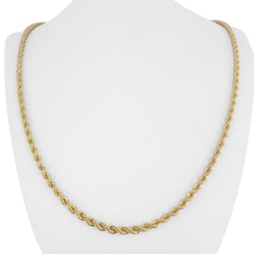 14k Yellow Gold Solid Heavy Rope Chain Necklace 24"