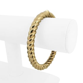 14k Yellow Gold Solid Vintage Spiral Bangle Bracelet Italy 7.25"