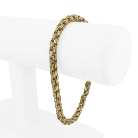 14k Yellow Gold Hollow Thick Fancy Rope Bracelet 8"